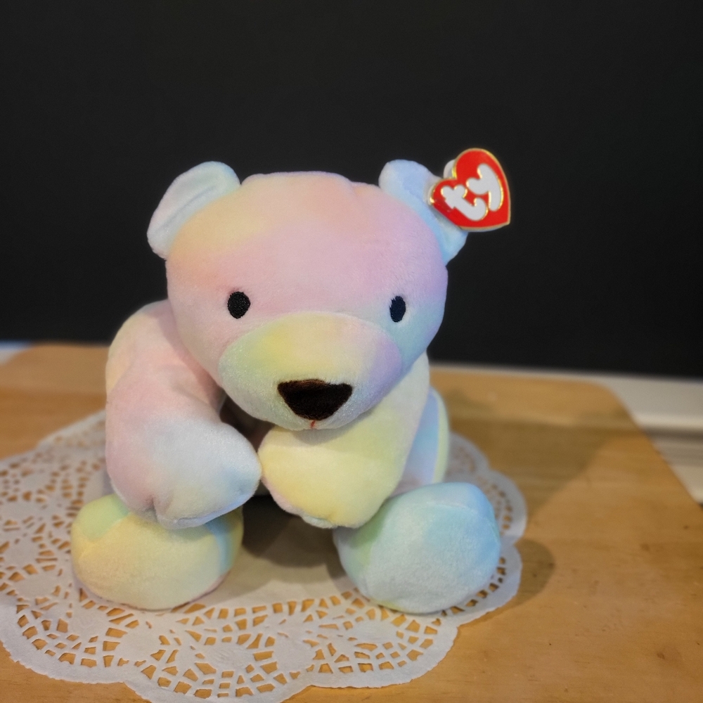 Vintage 1998 Ty Beanie Buddy Pillow Pal Sherbert Bear 13" w/ Tag